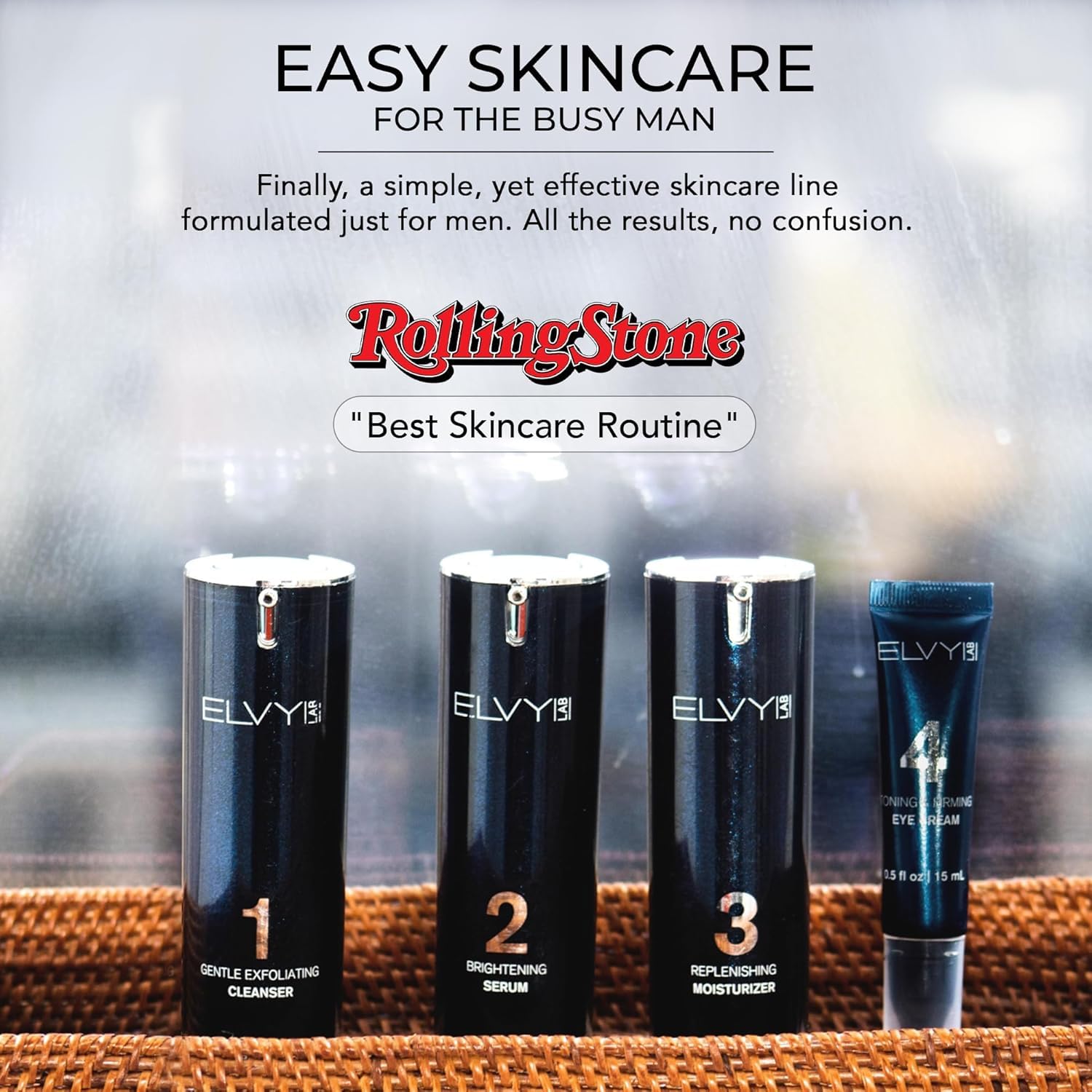 Complete Men's Skincare Set - 4-Step Grooming Kit with Cleanser, Vitamin C Serum, Face Moisturizer & Eye Cream | Hydrating & Rejuvenating Skincare for All Skin Types | Daily Face Care Routine for Men