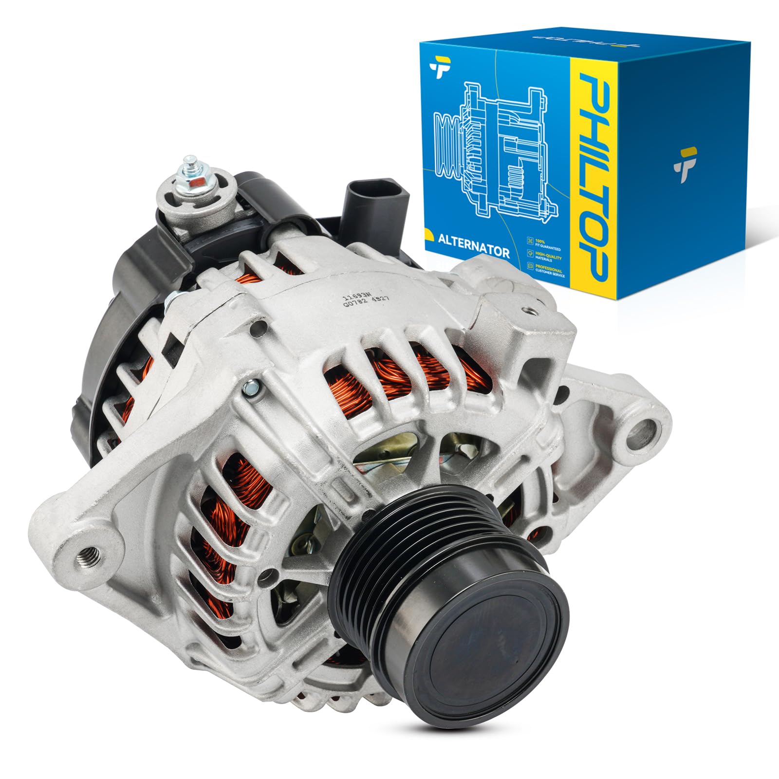 PHILTOP 115 Amp Alternator Replacement for 2014-2019 Toyota Corolla 1.8L - Compatible with Part Numbers 11693N, 11693, 27060-0T230, FG12T050, 2614390 - Perfect for Engine Performance & Electrical System Repair