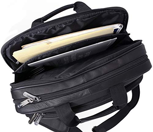 Premium Alpine Swiss Genuine Colombian Leather Messenger Bag - 15.6
