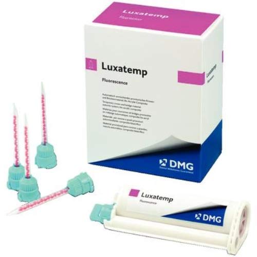 Luxatemp Fluorescence A2 Refill Cartridge - 76g with 15 Automix Tips for Dental Restorations & Crowns - Perfect for Dentists & Dental Labs
