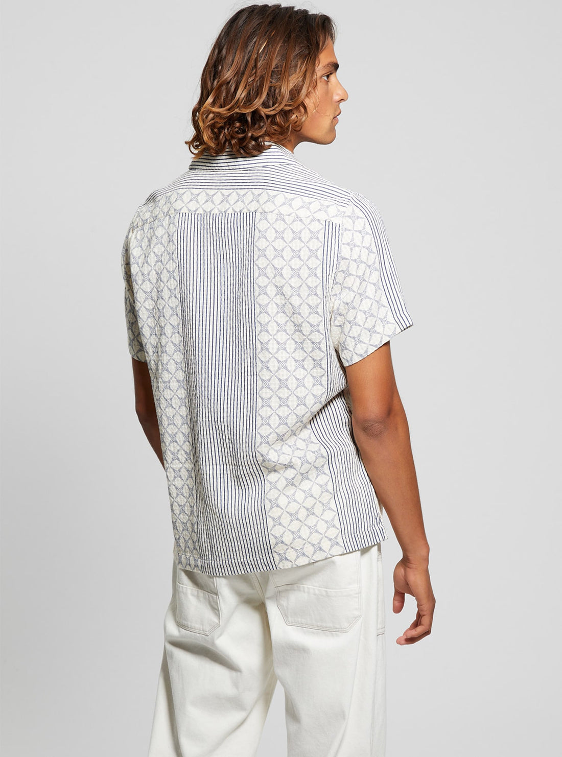 Dreamy Moon Print Meyer Short Sleeve Shirt for Women - Stylish Casual Summer Tops for Beach, Vacation & Everyday Wear