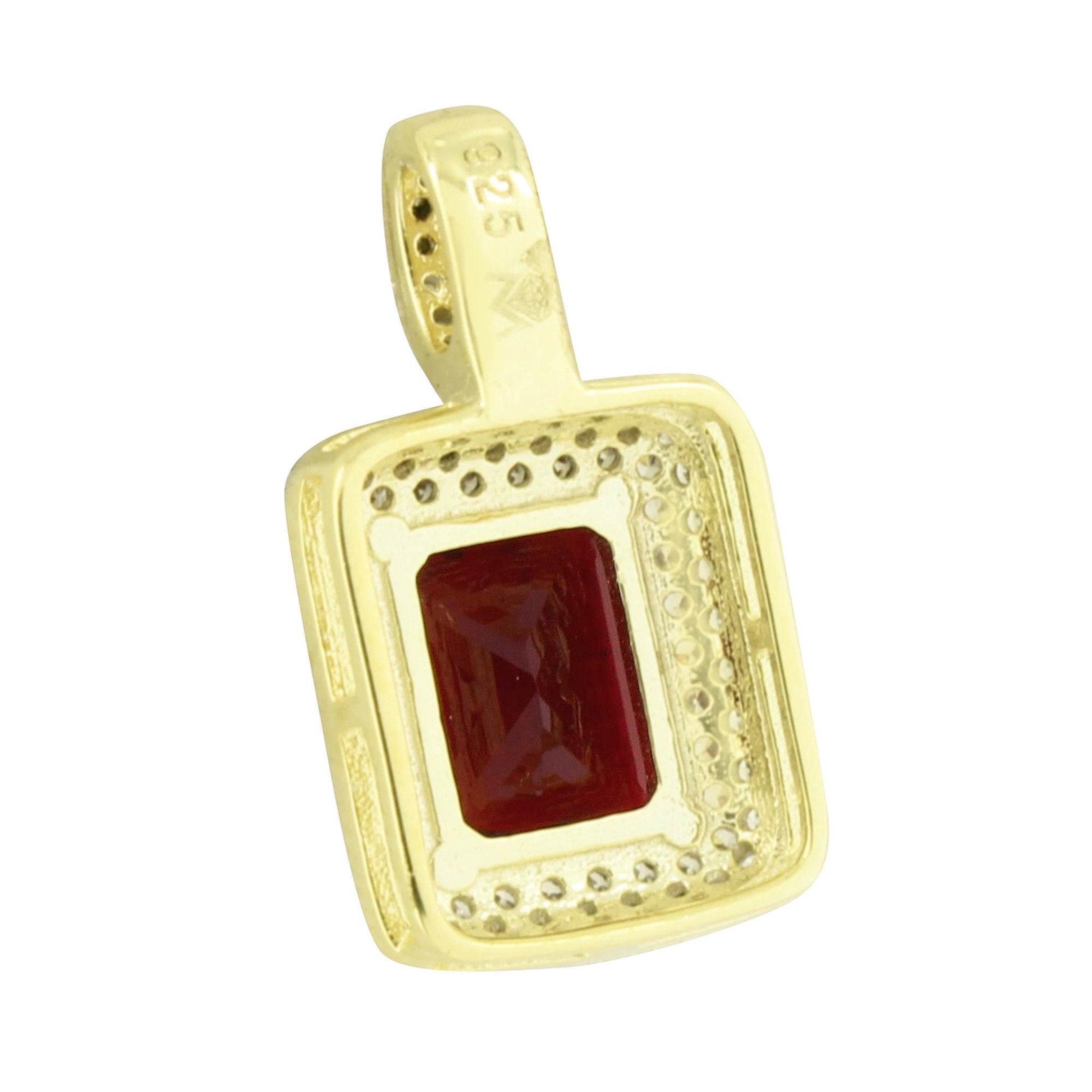 14K Gold Over Sterling Silver Garnet Ruby Solitaire Pendant Necklace - Elegant Bling Jewelry for Women, Perfect for Parties, Weddings & Special Occasions