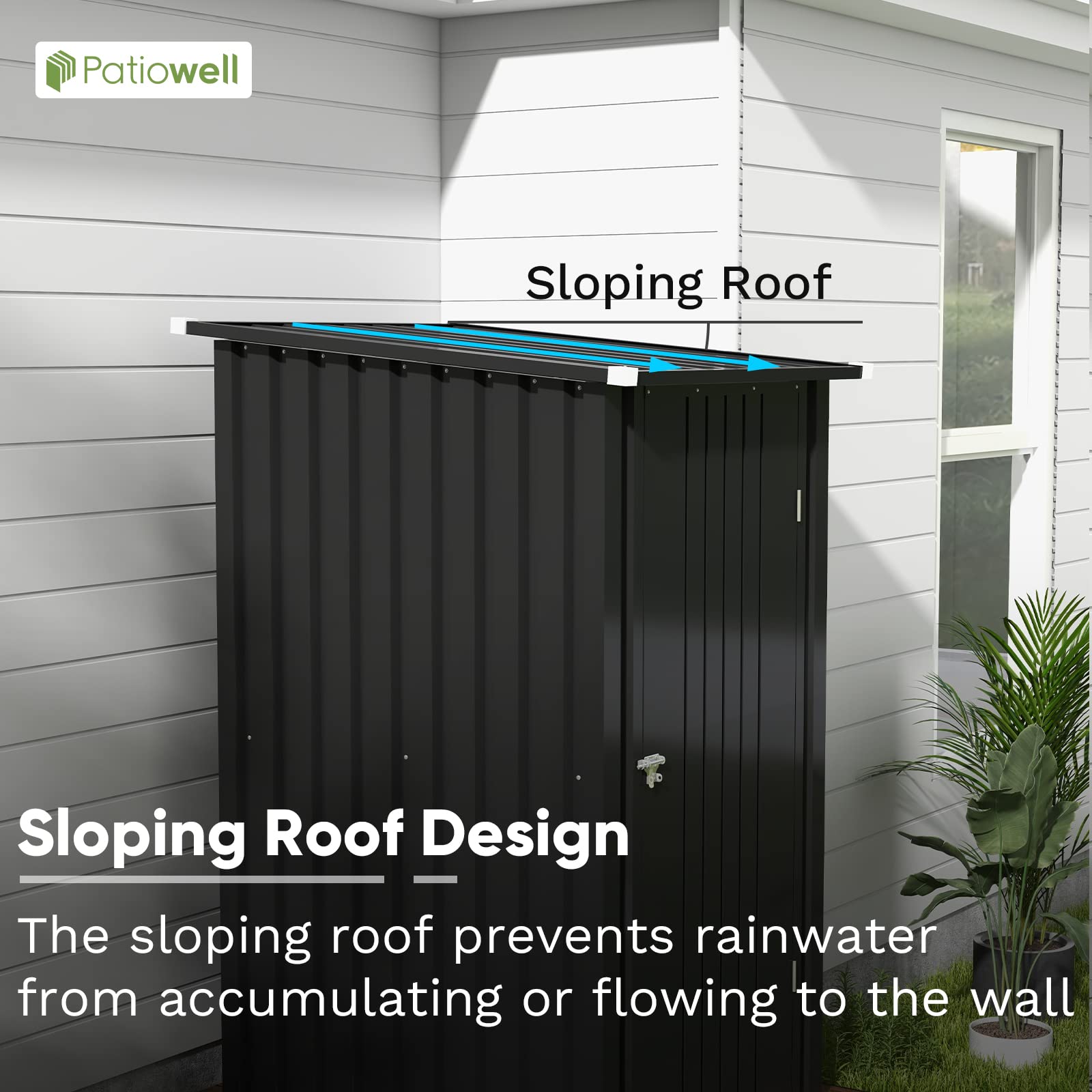 **Patiowell 3x3 FT Outdoor Storage Shed - Small Garden Tool Shed with Sloping Roof & Lockable Door - Perfect for Backyard, Patio, Lawn & Garage Organization**