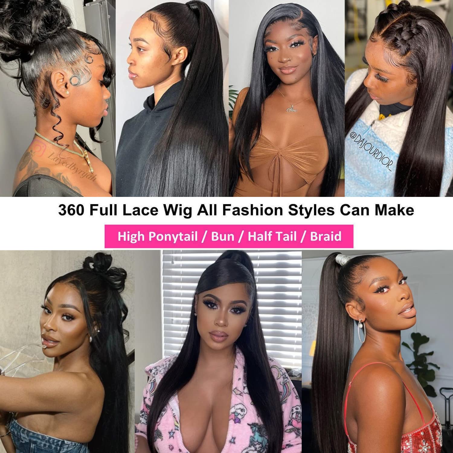 360 Lace Front Human Hair Wigs for Black Women - Pre Plucked Straight HD Lace Wig with 360 Full Lace Cap | 24 Inch Natural Human Hair Wig for Ponytail & Bun Styling | Perfect for Daily Wear, Cosplay & Special Occasions