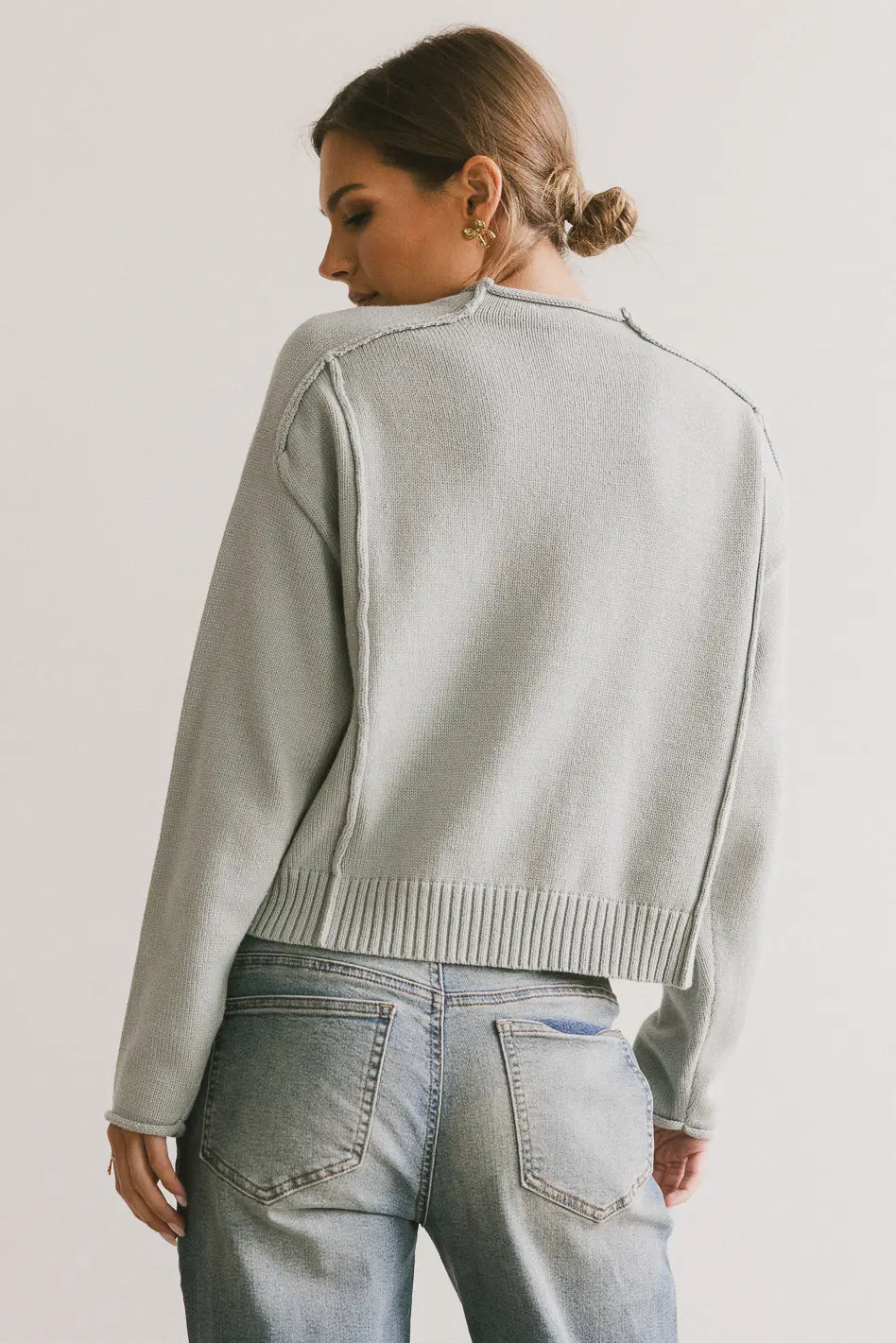 Leander Knit Sweater Women's Dusty Blue Pullover | Cozy Winter Casual Wear | Perfect for Office, Dates & Holiday Outfits