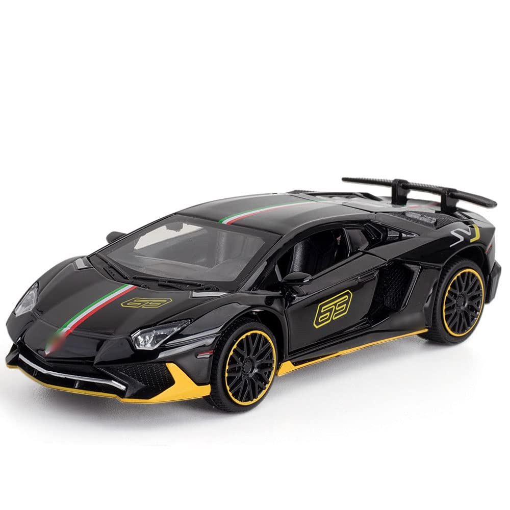 1/32 Scale Alloy Die Cast Supercar Model with Pull Back Action, Simulated Sound & Light, Scissor Doors - Collectible Toy for Adults & Kids - Perfect for Car Hobbyists, Home Decor, Christmas & Birthday Gifts - Great for Playtime, Display & Collection