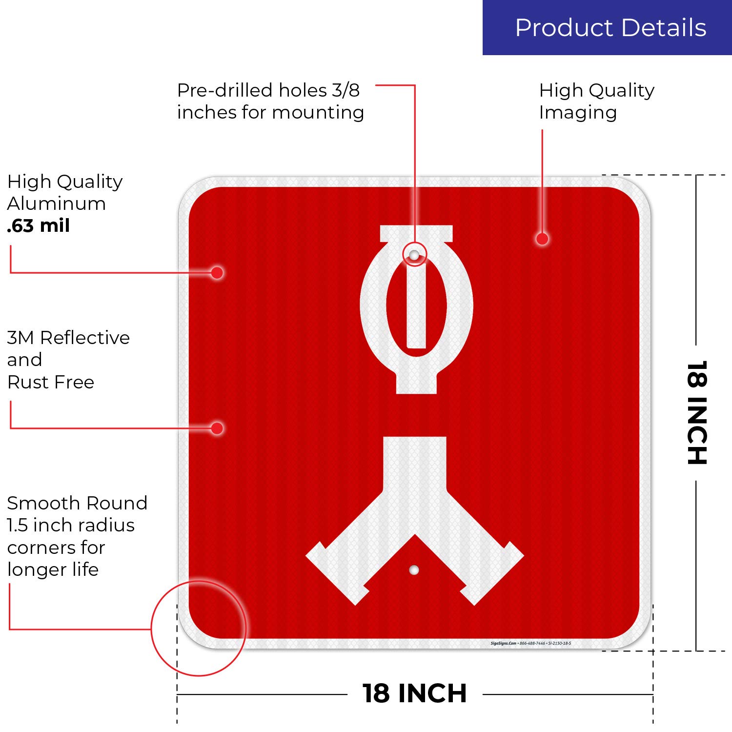 Siamese Automatic Sprinkler Connection Sign - 18x18 Inches, 3M EGP Reflective .063 Aluminum, Fade Resistant, Durable for Indoor & Outdoor Use - Made in USA - Perfect for Fire Safety Equipment Labeling in Commercial Buildings