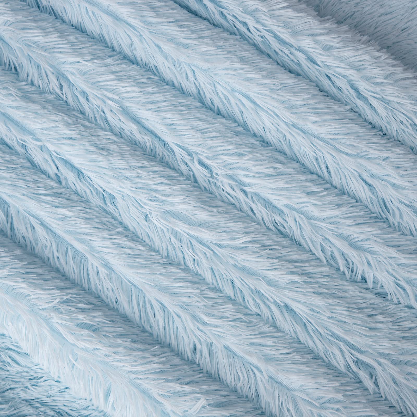 Premium Faux Fur Throw Blanket - Ultra Soft Lightweight Shaggy Plush Blanket for Couch, Bed & Chair - Warm Cozy Fluffy Decorative Blanket for Living Room, Bedroom & Office (Light Blue, 51