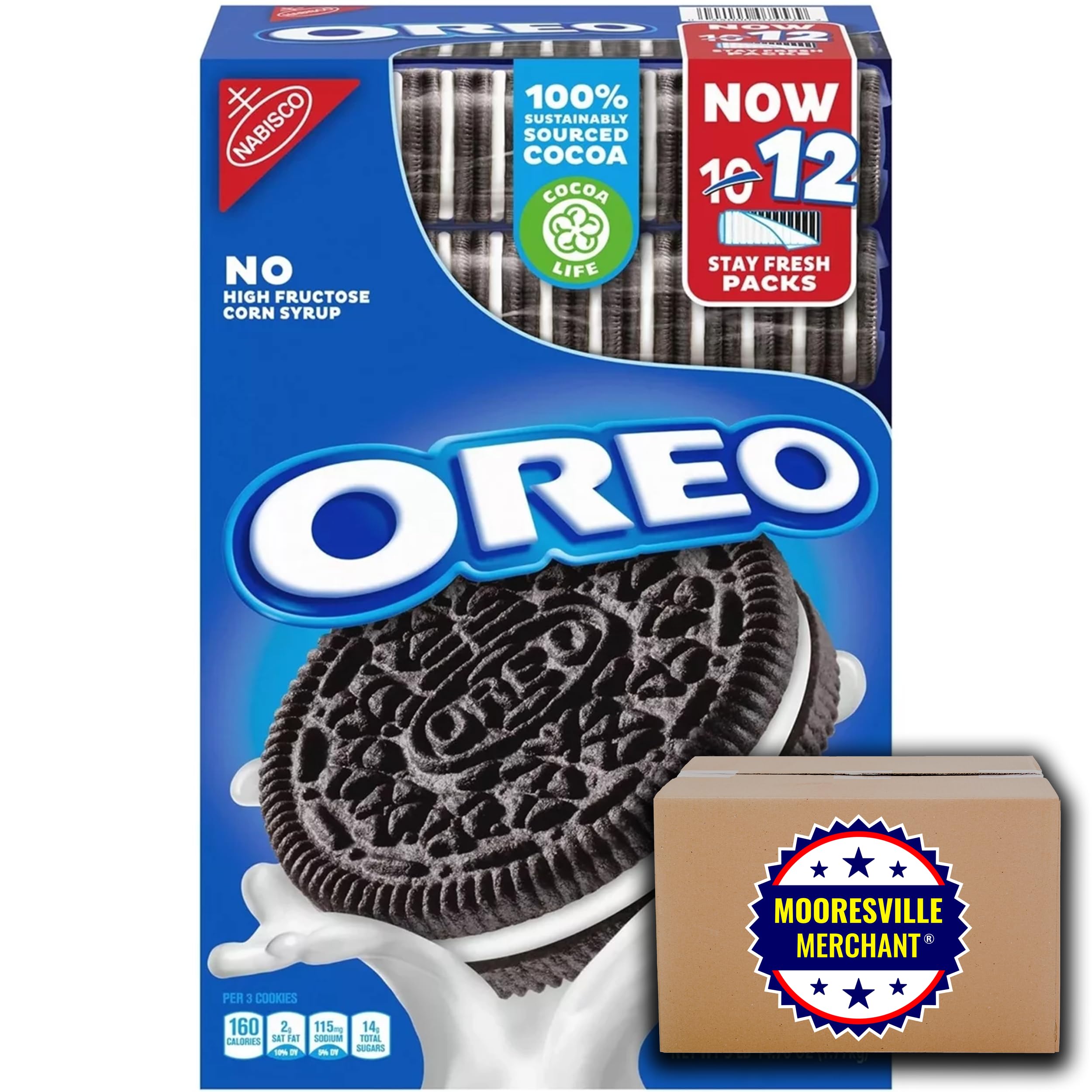 Nabisco Oreo Chocolate Sandwich Cookies, 5.23 oz (12 Pack) - Fresh & Crispy Snacks for Kids Lunch, Office Break, Party Favors & Gift Baskets