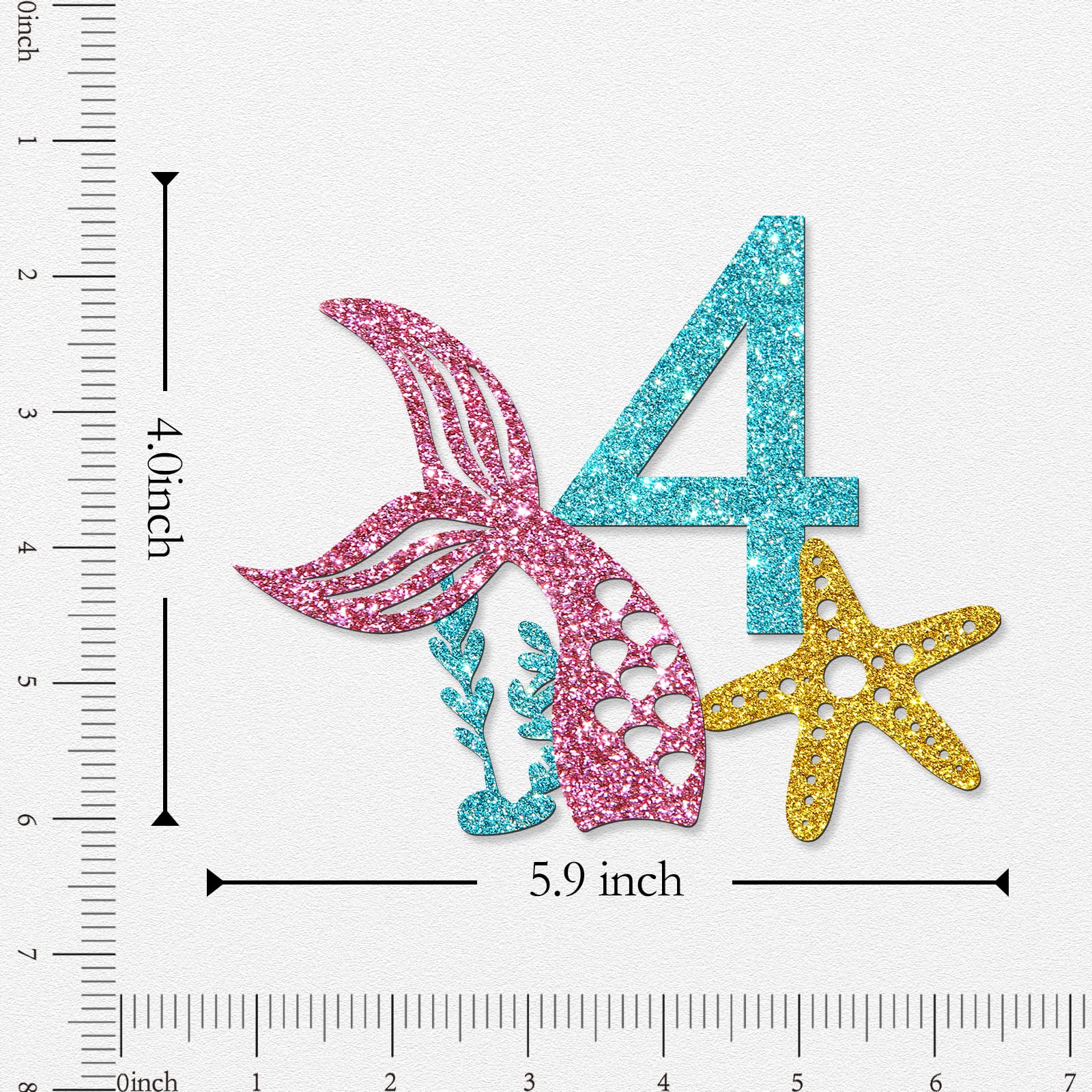 Mermaid & Octopus 4th Birthday Cake Topper - Under The Sea Party Decorations for Girls | Ocean Theme 4th Birthday Party Supplies | Perfect for Beach Themed Cakes & Underwater Decor