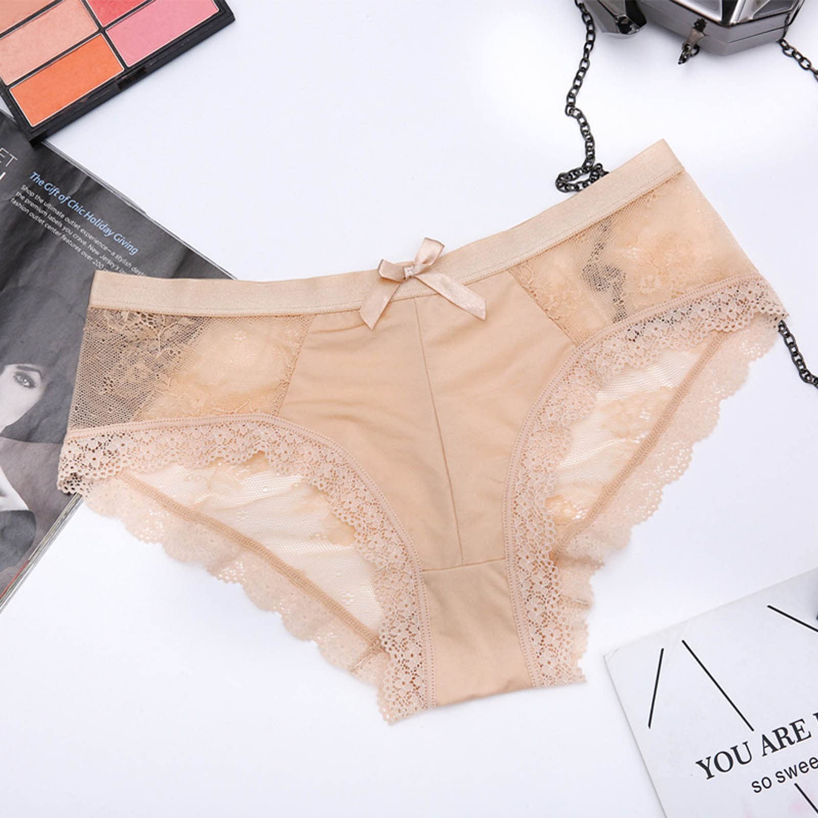 Sexy Lace Panties for Women - Bow Trim Briefs with Scrunch Butt Design | Comfortable & Feminine Underwear for Date Night, Special Occasions & Everyday Wear
