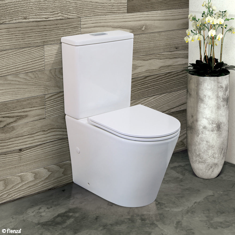 Fienza K014A 2 Isabella Slim Seat S Trap 90-160mm White Toilet Suite - Compact Bathroom Solution for Small Spaces & Modern Homes