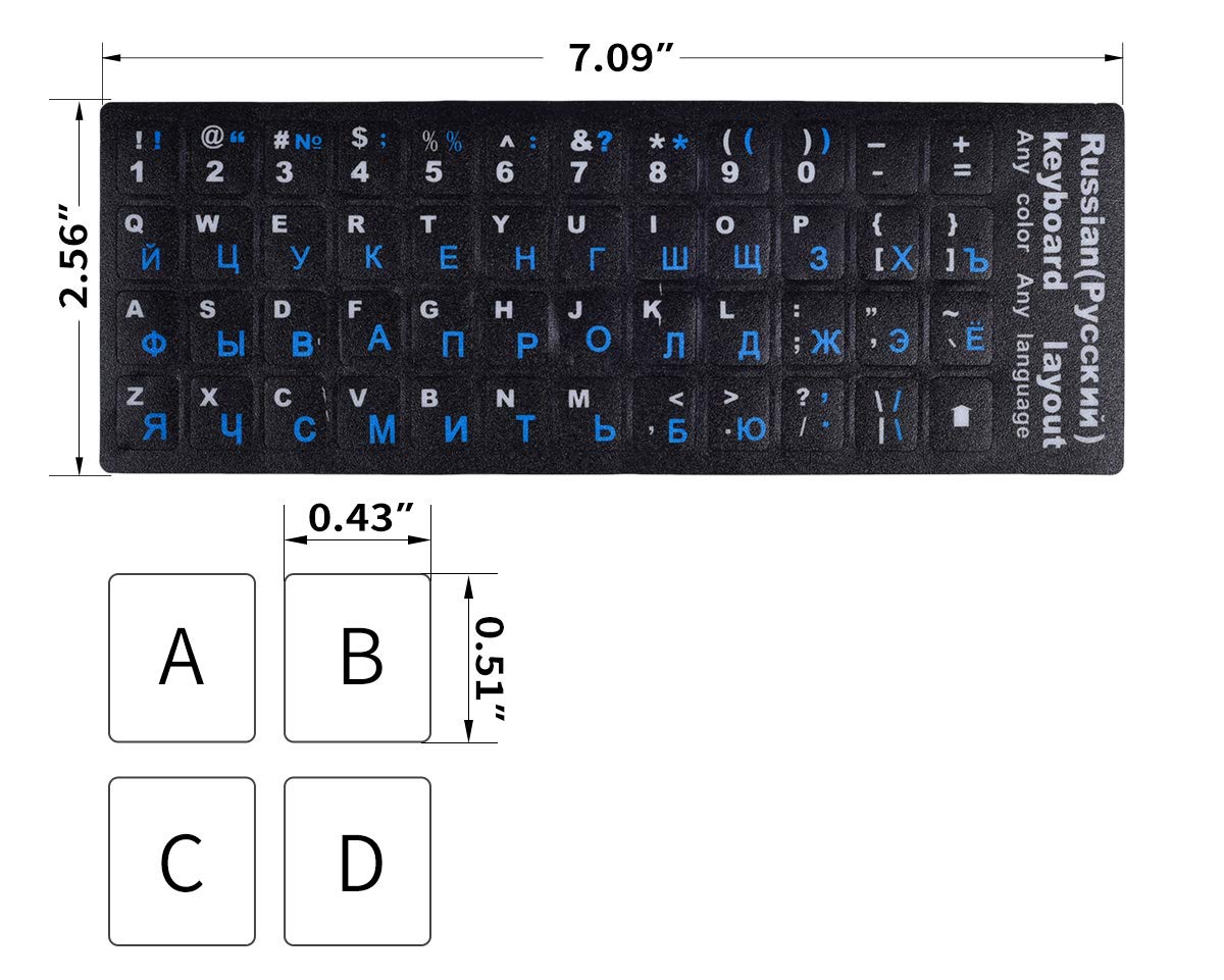 Russian Keyboard Stickers - Cyrillic Letters for PC & Laptop - Home & Office Use