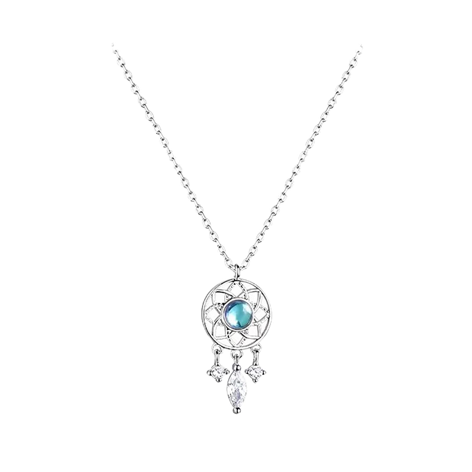 Dreamcatcher Tassel Necklace for Women - Elegant Silver Statement Pendant with Luminous Chain, Adjustable One Size - Perfect for Boho Fashion, Parties & Everyday Wear