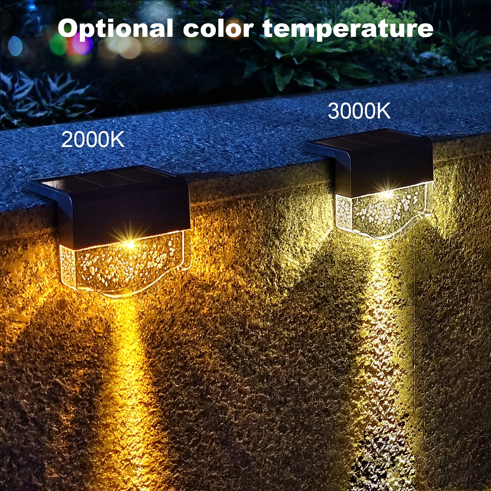 Solar Deck Lights Outdoor Waterproof - 6 Pack LED Solar Step Lights with Warm White/Yellow Light (10 Lumens) - Solar Fence & Wall Lights for Patio, Stairs, Yard, Garden, Pathway - Perfect for Nighttime Safety & Landscape Lighting