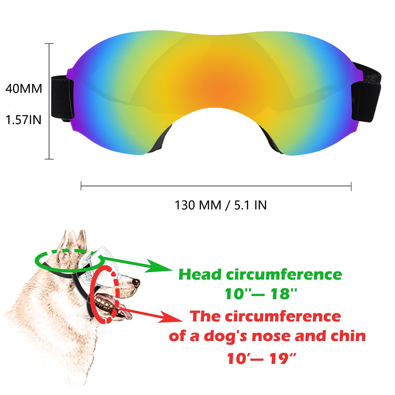 UV Protection Dog Goggles for Medium Dogs - Adjustable Strap, Windproof & Snowproof Pet Sunglasses - Protect Your Dog's Eyes During Outdoor Adventures, Hiking, and Beach Trips