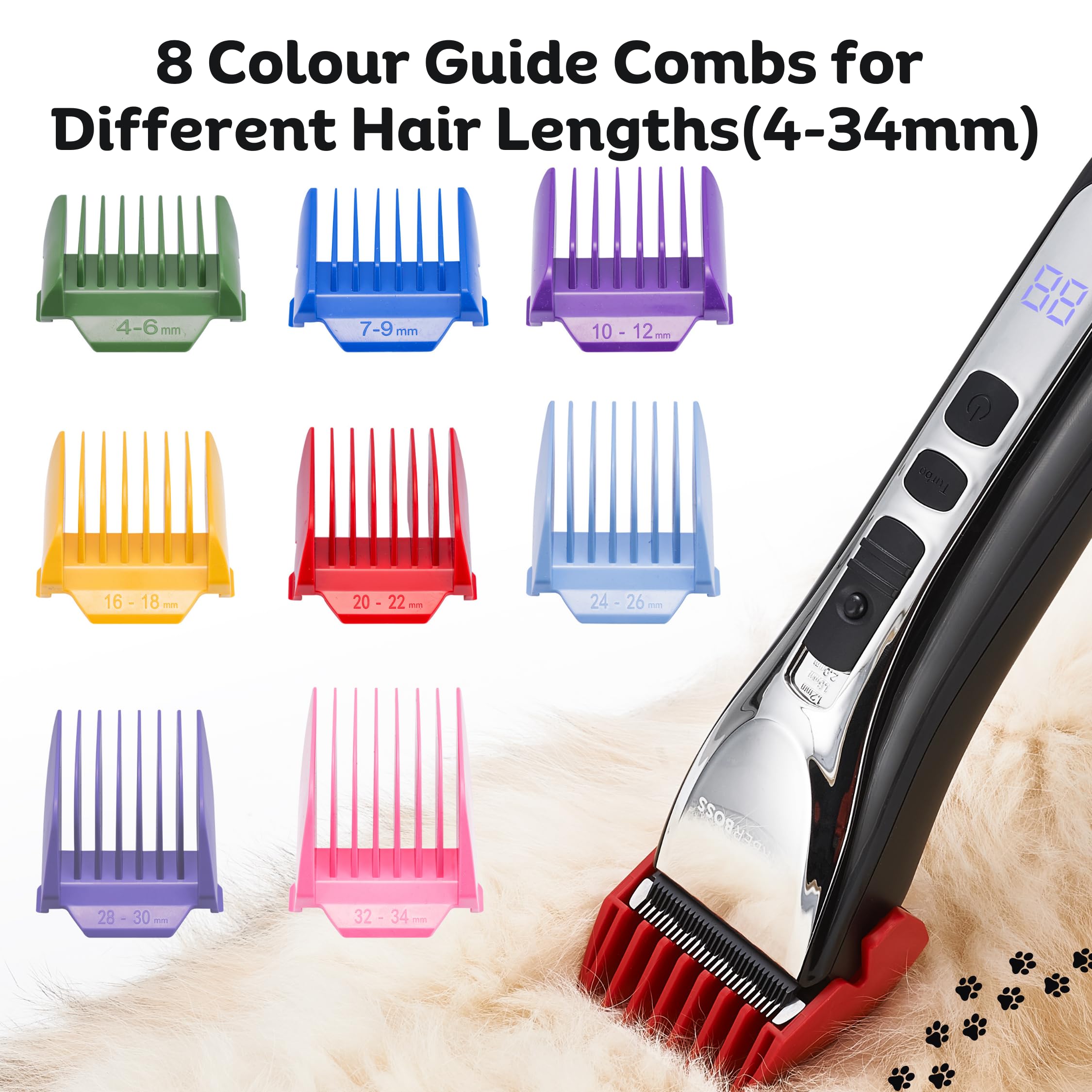 Professional BarberBoss Dog Clipper for Thick & Fluffy Hair - Cordless Pet Grooming Kit with Cat Trimmer QR-9086 | Perfect for Home Grooming, Professional Salons & Pet Spa Days