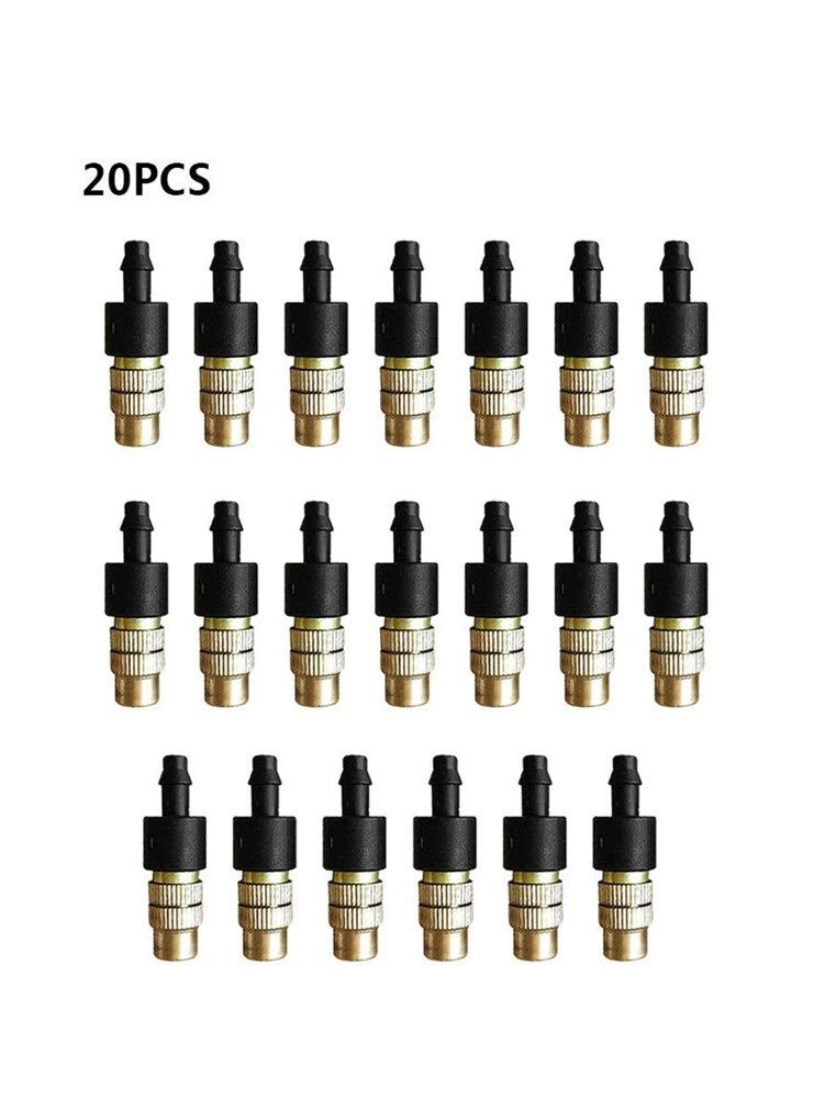 20PCS Copper Misting Nozzles - Brass Garden Watering Spray Sprinklers with Cooling Thread for Plants, Flowers & Lawn Care - Perfect for Greenhouse, Hydroponics & Outdoor Gardening (Yellow)