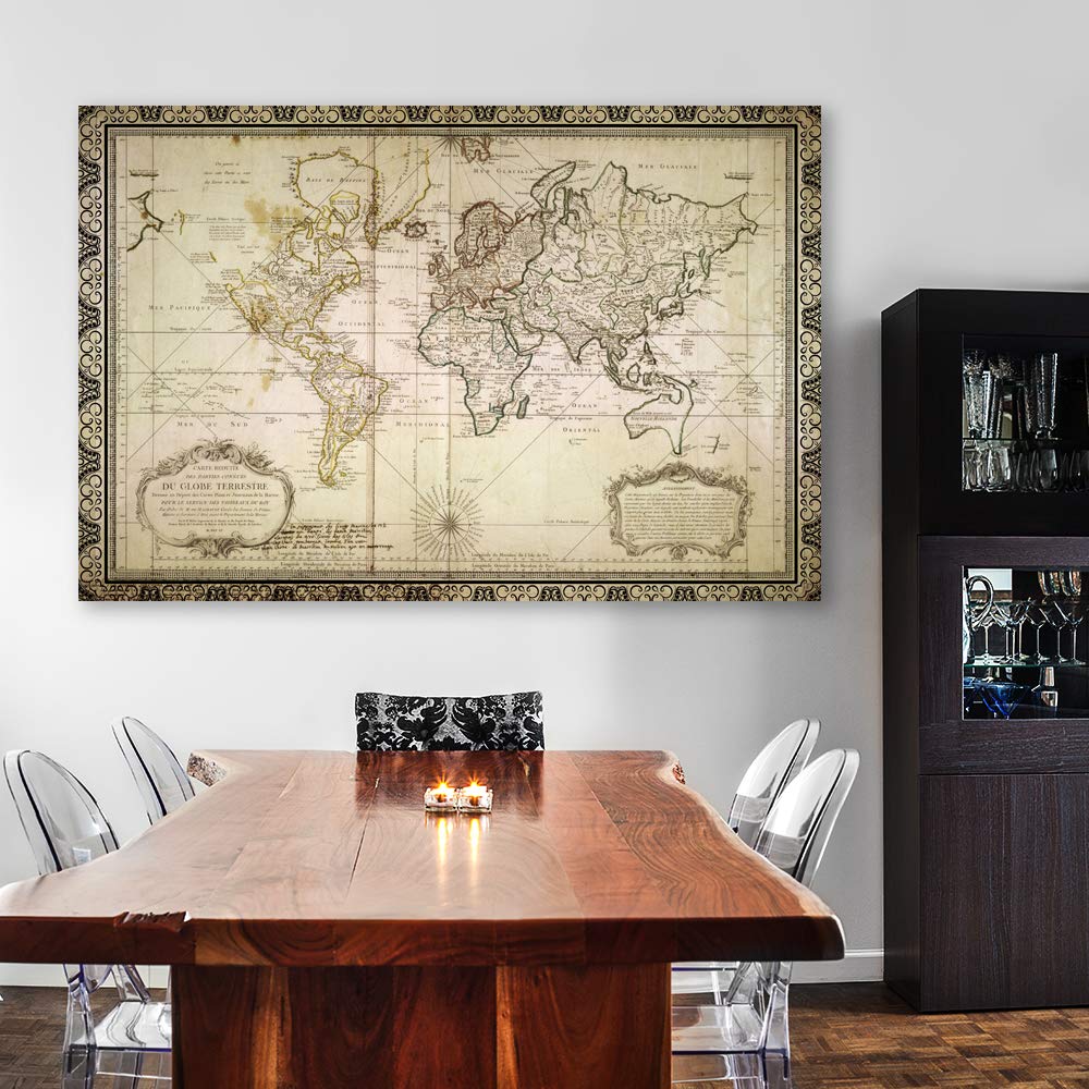 Wall26 Premium Canvas Wall Art - 12x18 Inches World Map Decor for Bedroom, Living Room, Office & Home Wall Decorations - Framed Canvas Prints for Modern Interior Design