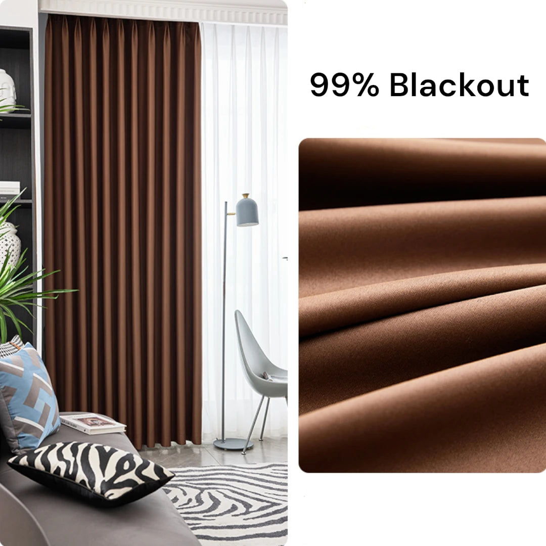 Veda Polyester Fire Retardant Blackout Grommet Curtains - Thermal Insulated Window Drapes for Bedroom, Living Room & Office (Custom Size Available)
