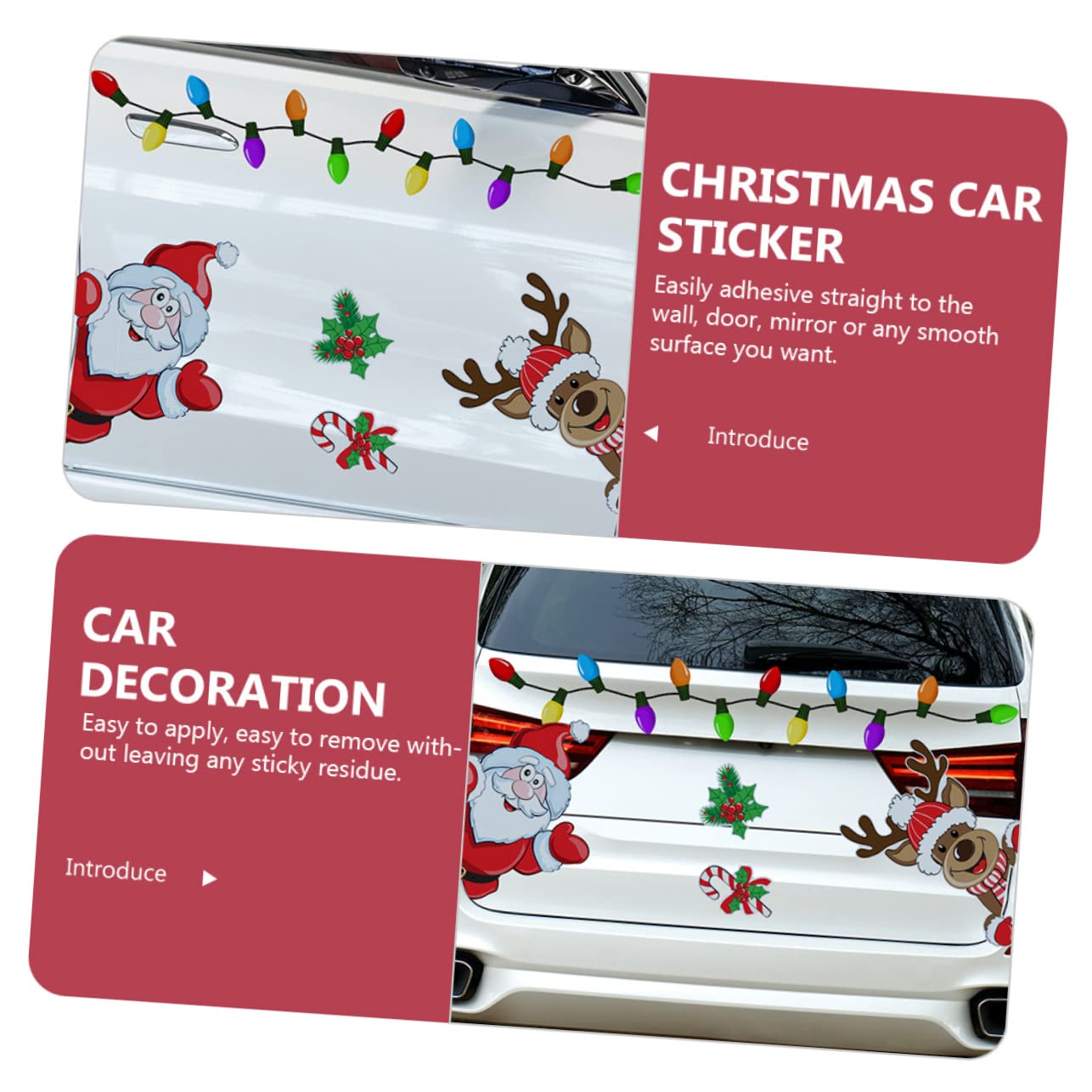 HANABASS 2 Sets Elegant Christmas Refrigerator Magnets - Holiday Car Decor Magnetic Stickers for Vehicle, Fridge & Office - Perfect for Christmas Car Decoration, Home & Gift Giving