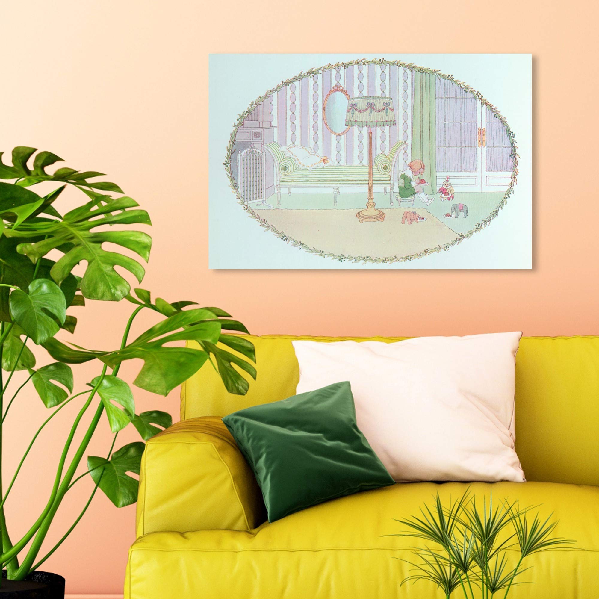 Oliver Gal Artist Co. 'Little Jack Horner' Fantasy Wall Art Canvas Print - 30x20 Inch Kids Room Decor in Green & Purple | Perfect for Nursery, Bedroom & Playroom