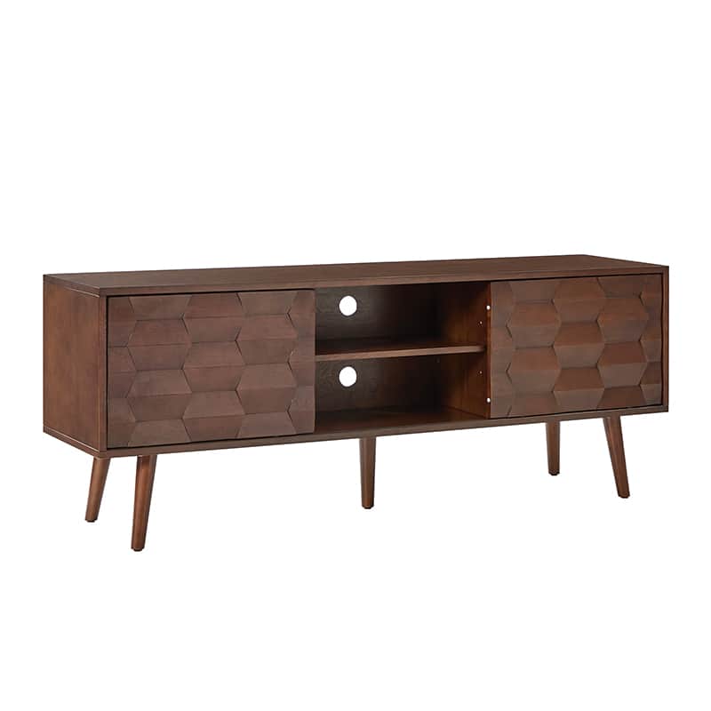 Velasco Mid Century Modern TV Stand with Built-in Cable Management - Stylish Entertainment Center for Living Room & Home Theater Setup