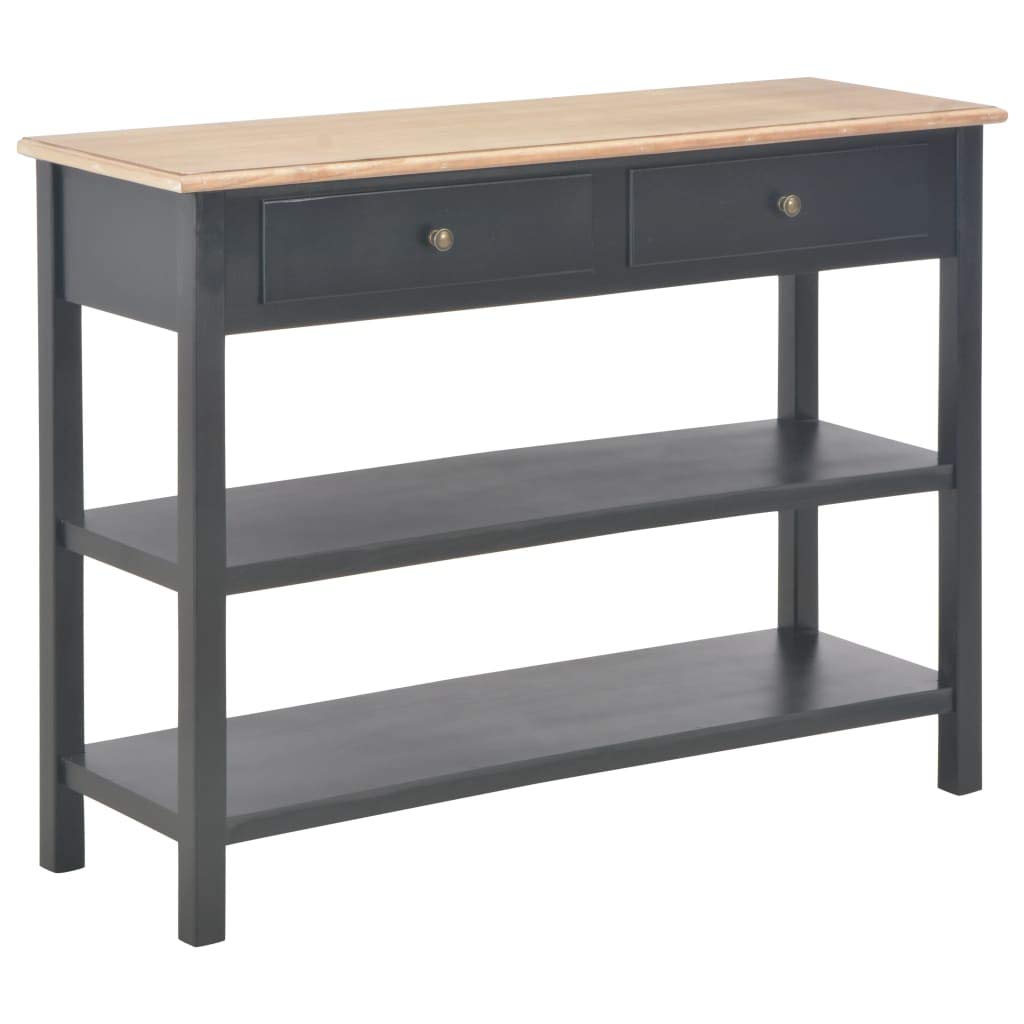 Rustic Black Industrial Console Table with Drawers & Shelves - 43.3
