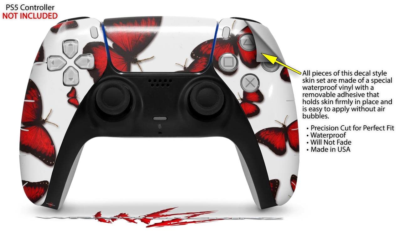 PS5 DualSense Controller Skin Wrap - Butterflies Red for Gaming & Protection