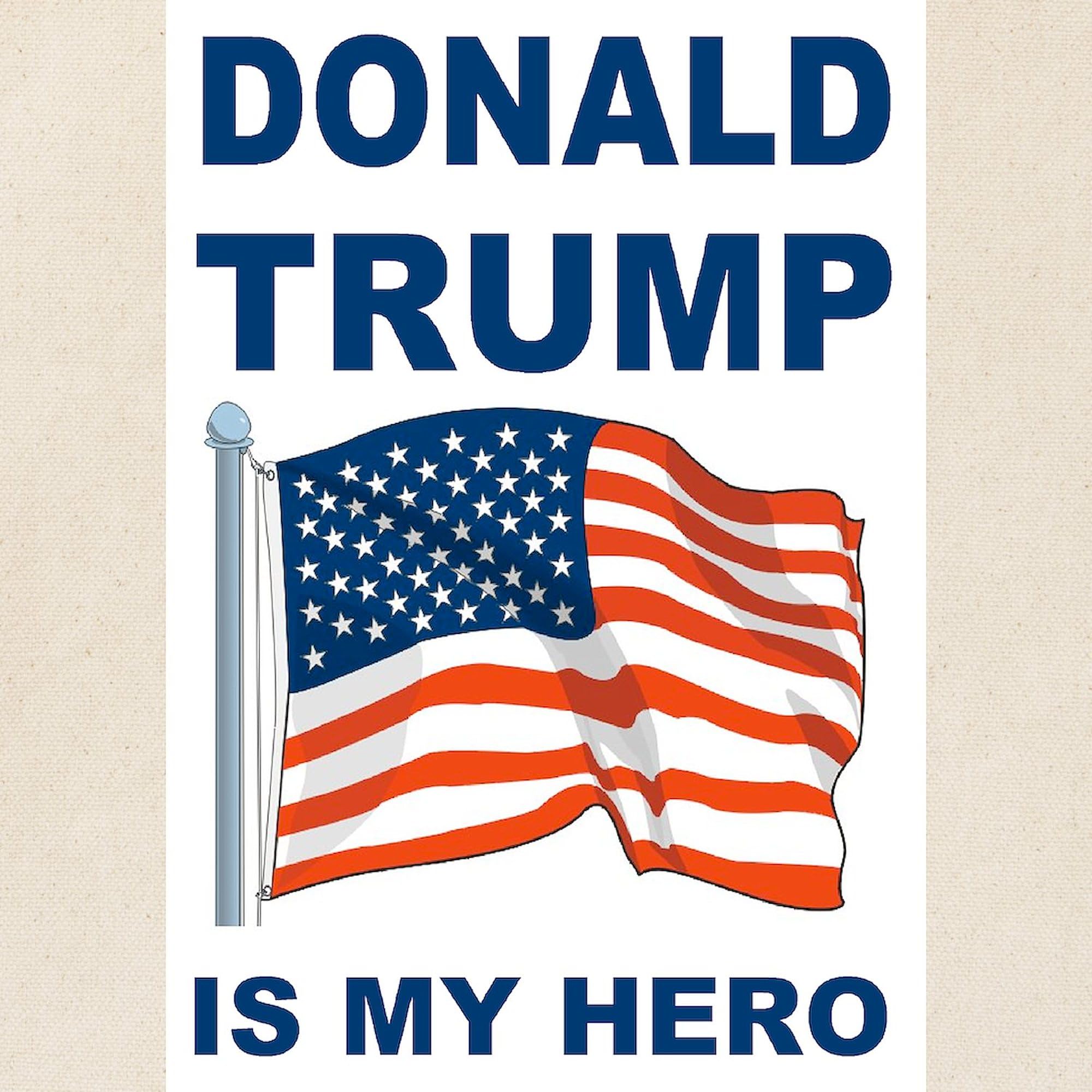 Donald Trump Is My Hero Tote Bag - Natural Canvas Reusable Shopping Bag for Groceries, Beach & Political Events | Eco-Friendly Tote with Patriotic Design