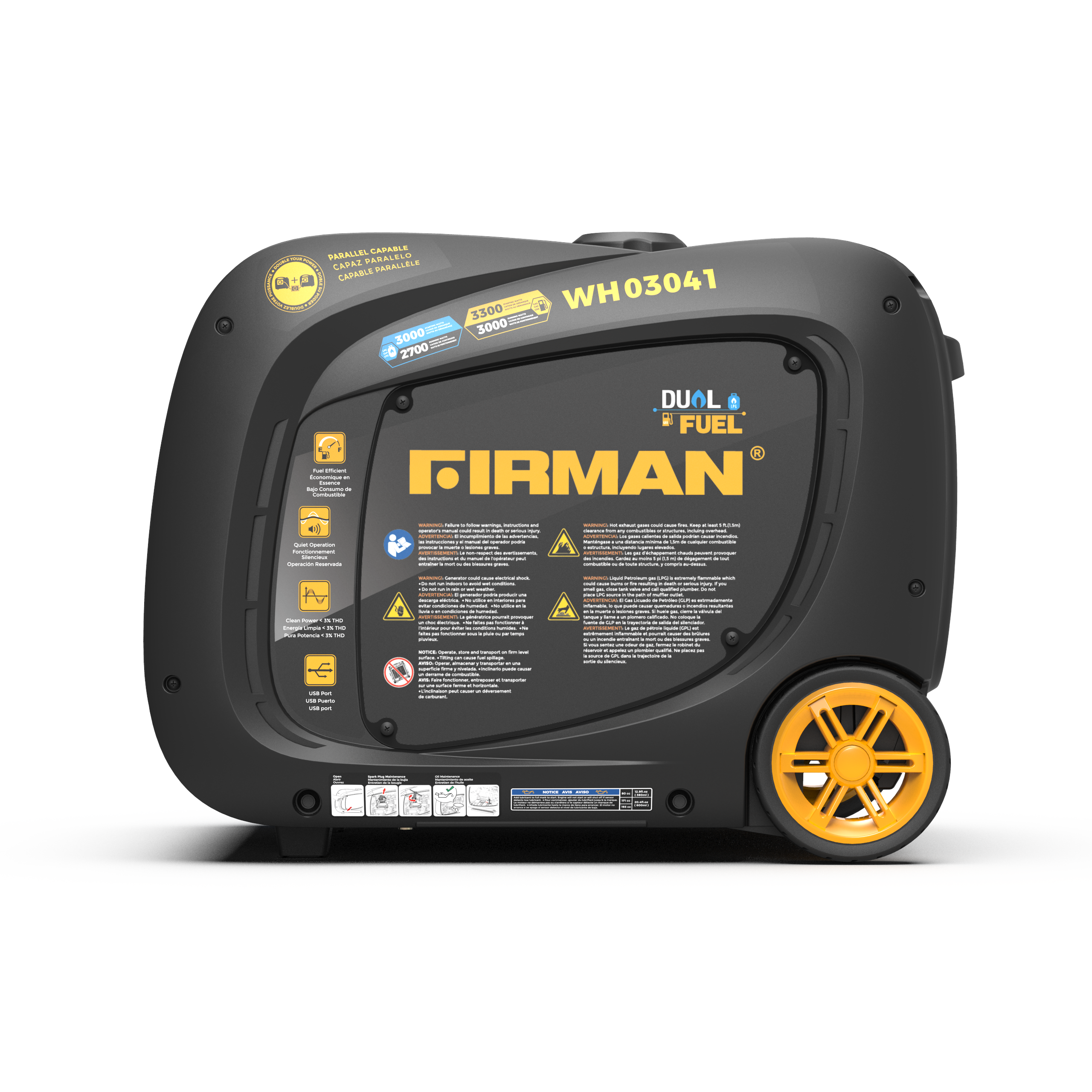 3300W Dual Fuel Inverter Generator - Portable & Quiet Power Solution for Camping, RV Trips & Home Backup (Gas/Propane, Recoil Start)