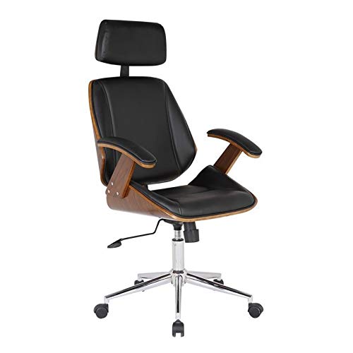 Scranton & Co Modern Century Black Faux Leather Office Chair - Ergonomic Desk Chair for Home Office, Gaming, and Workspace Comfort