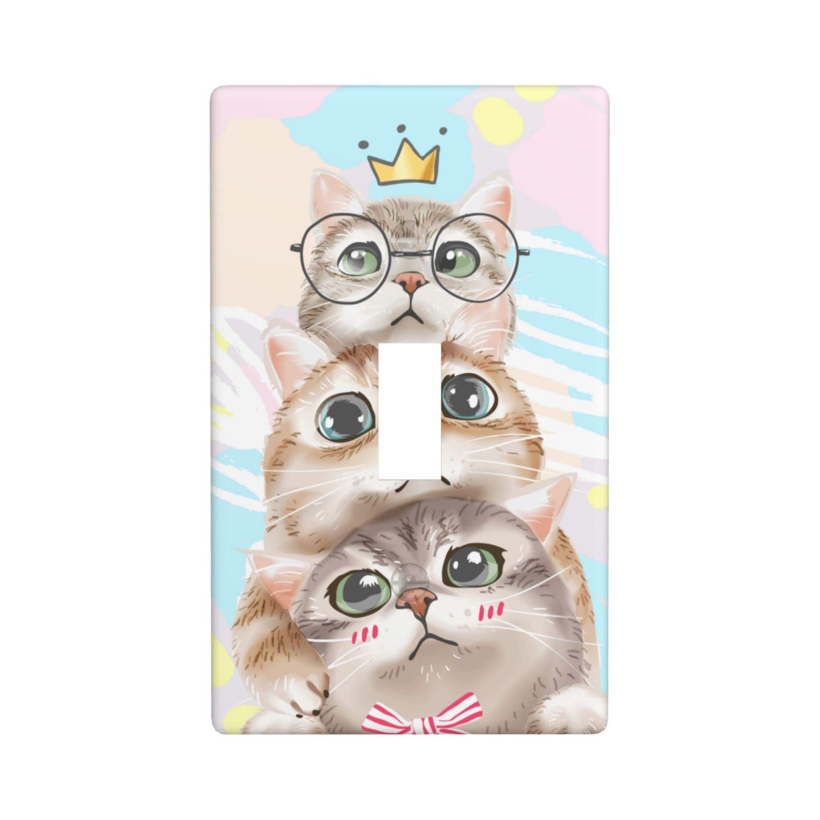 Cat-Themed Single Gang Toggle Light Switch Cover - Decorative Wall Plate for Kitchen, Bedroom & Living Room - Durable Home Decor Accessory for Pet Lovers