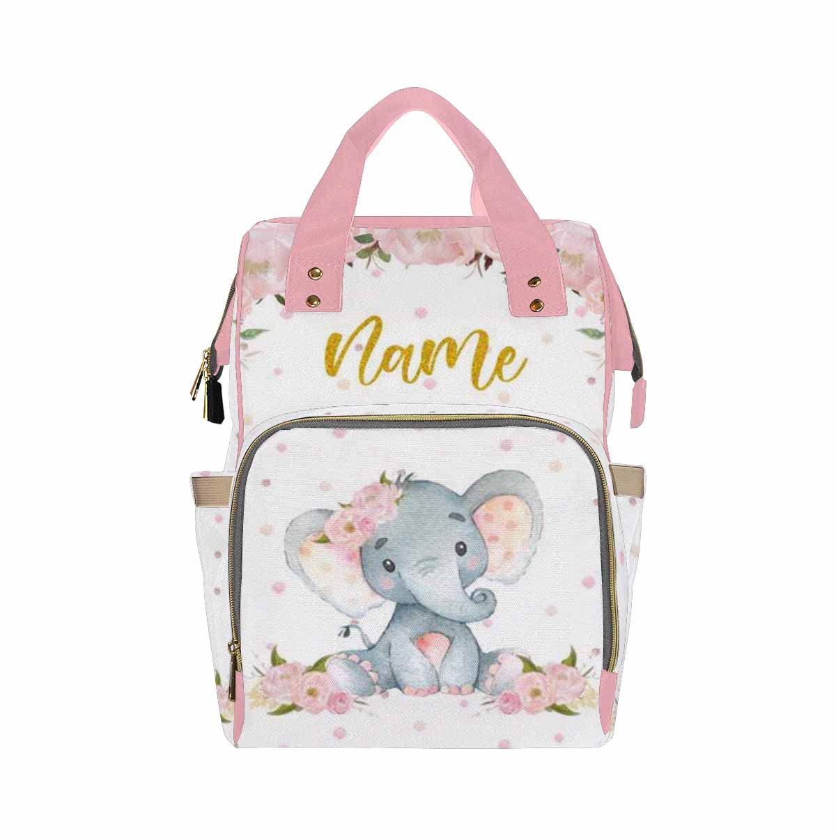 Personalized Elephant Diaper Bag for Boys - Cute Floral Print Baby Diaper Backpack for Moms | Perfect for Travel, Daycare & On-the-Go Parenting