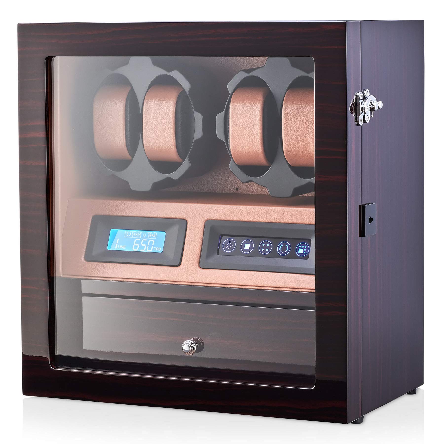 4 Watch Winder with 5 Watch Storage Space - LCD Display, Touch Control & LED Interior Light | Automatic Watch Winder for Automatic Watches | Perfect for Watch Collectors & Luxury Watch Storage