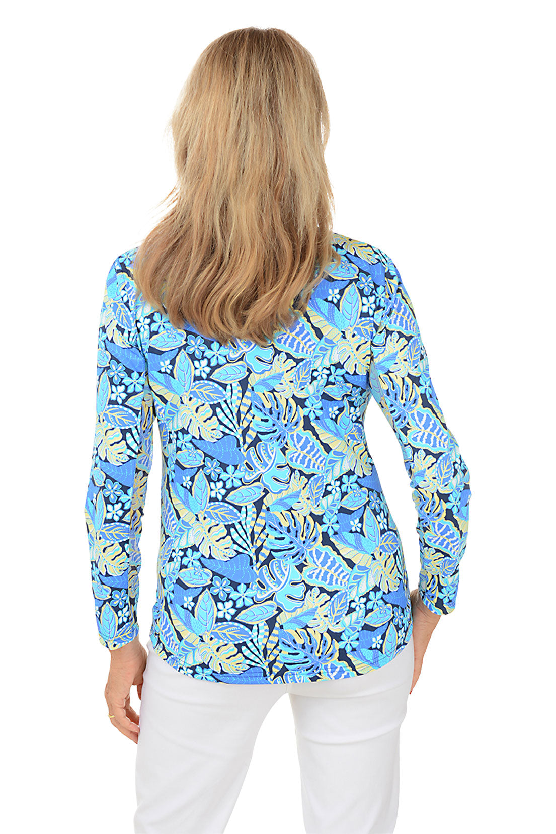 Leafy Tropics UPF50+ Cooling Mock Neck Top for Women - Sun Protection & Breathable Summer Shirt for Outdoor Activities, Beach & Travel