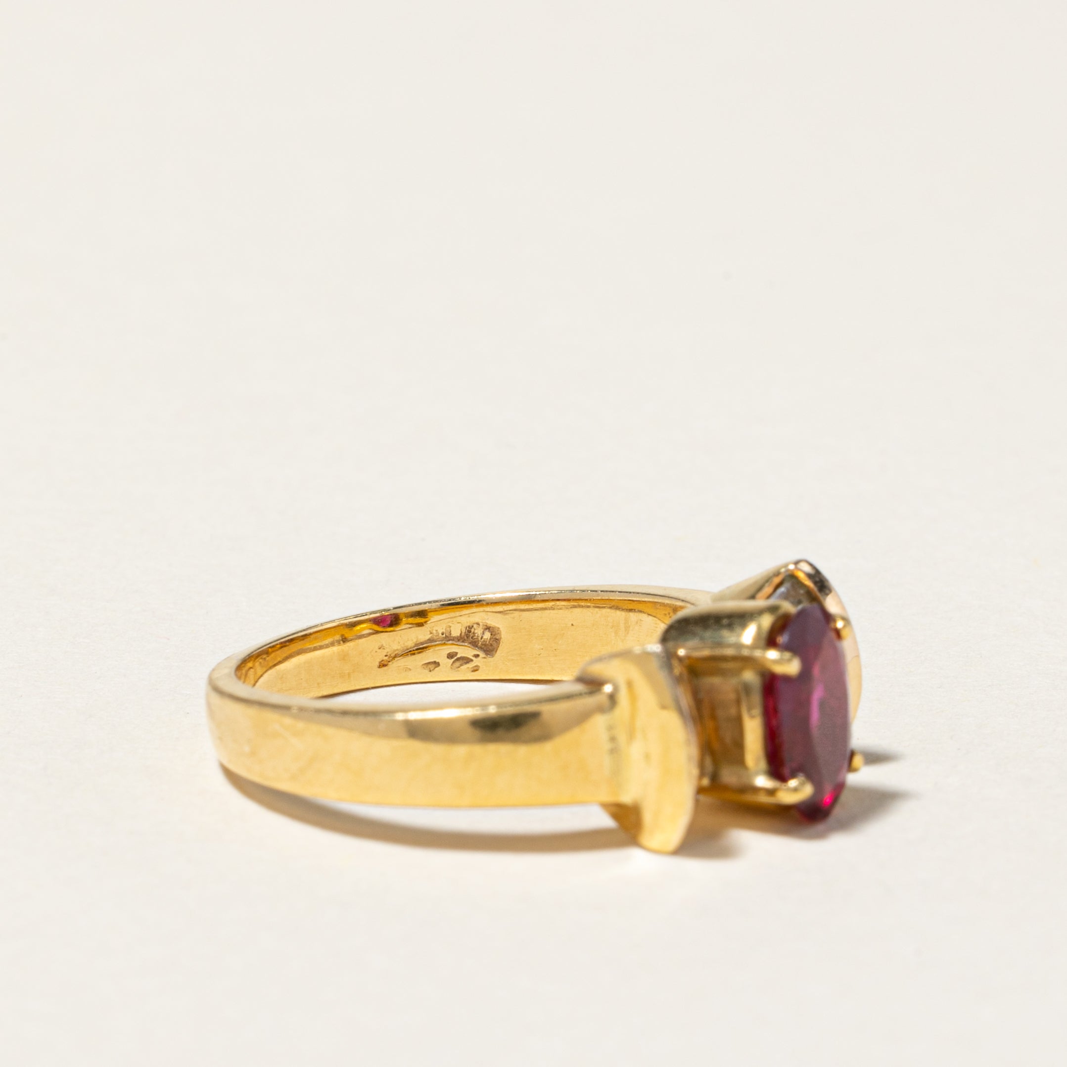 18K Yellow Gold Ruby and Diamond Ring - 0.81ct Ruby & 0.33ctw Diamonds - Size 5 - Elegant Engagement, Wedding, Anniversary Gift for Her