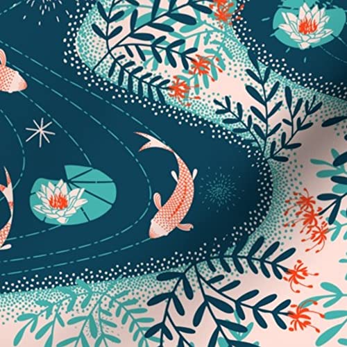 Spoonflower Waterways Printed Minky Fabric Fat Quarter - Soft Plush for Baby Blankets, Quilt Backing & Sewing Projects - Perfect for Nursery Decor, DIY Crafts & Cozy Home Textiles