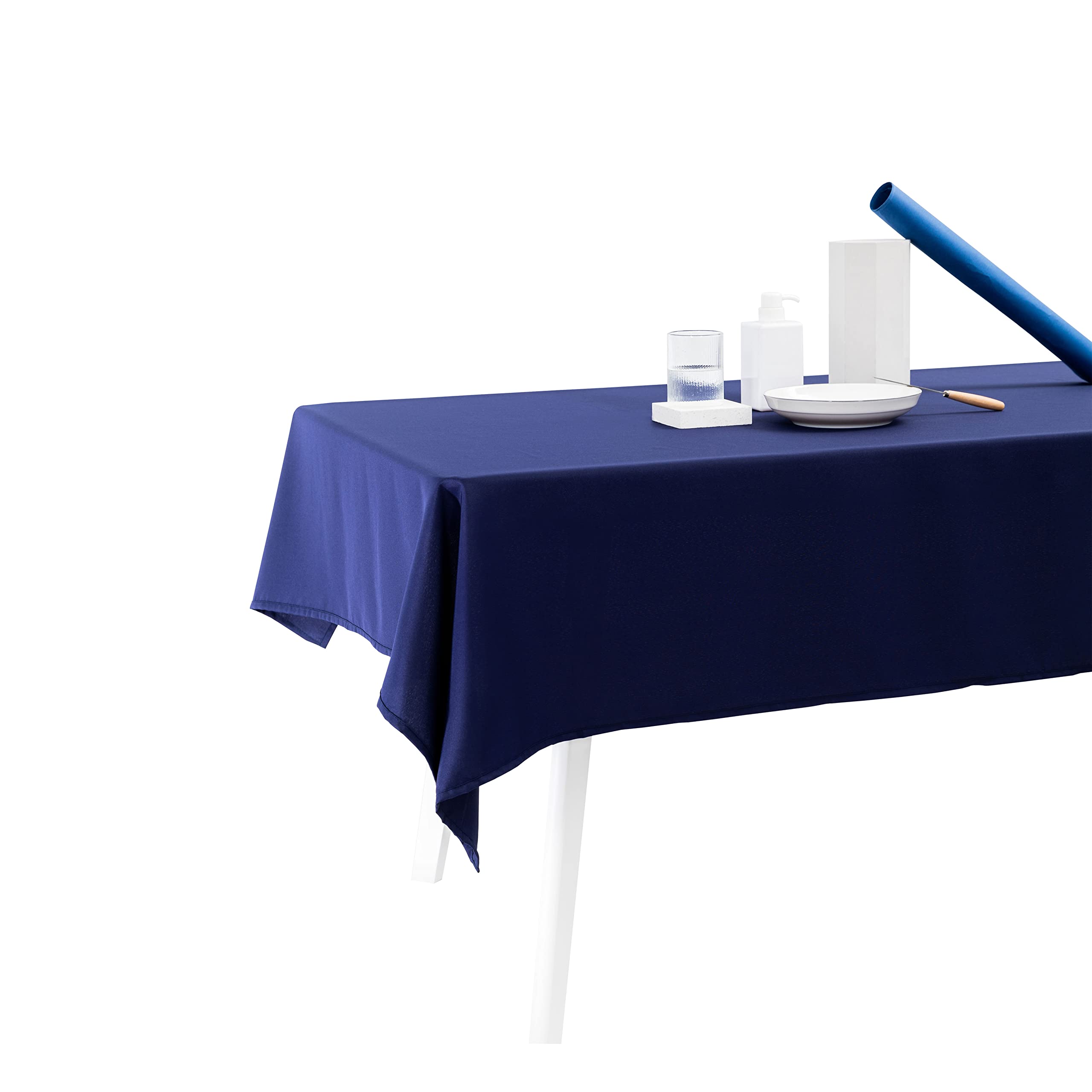 Premium Navy Blue Tablecloth 60x120 Inches - Waterproof Washable Rectangular Table Cover for 8 Foot Tables | Perfect for Autumn Decor, Back to School Events, Banquets & Dinner Parties