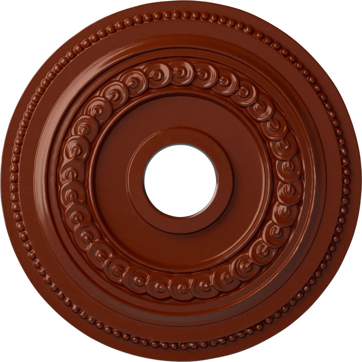 Ekena Millwork CM18OL1FIF Oldham Ceiling Medallion - 18 Inch Round Decorative Ceiling Rose - Hand-Painted FireBrick Finish - Perfect for Dining Room, Living Room & Bedroom Ceiling Decor