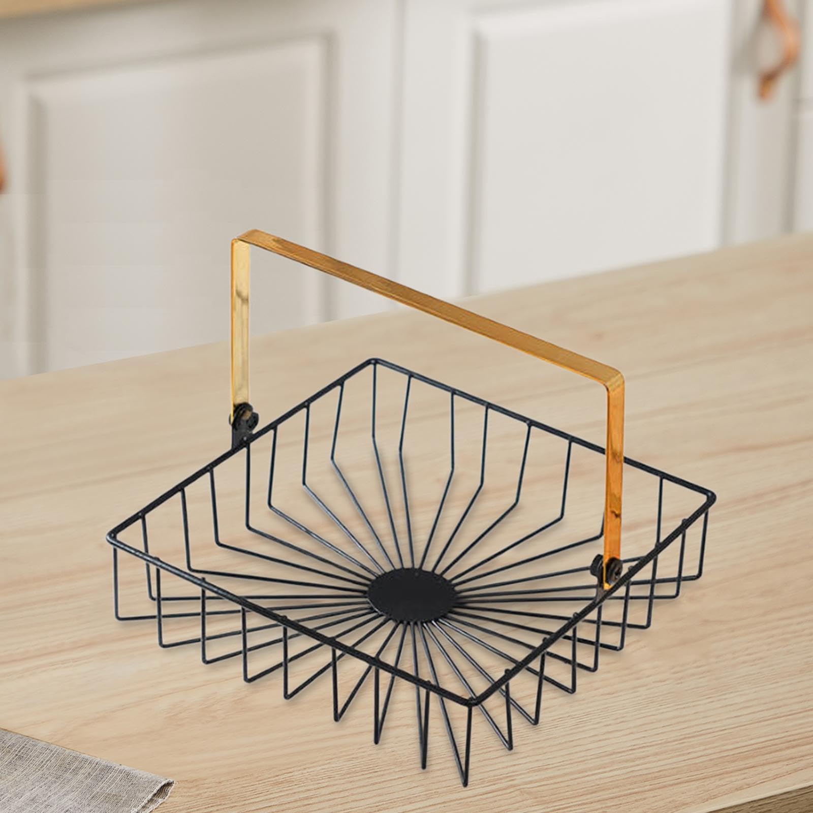 CALANDIS® Square Fruit Basket with Handle - Countertop & Tabletop Holder for Fruits, Bread, and Kitchen Decor | Perfect for Dining Room, Kitchen Counter, and Party Serving | 1 Pack