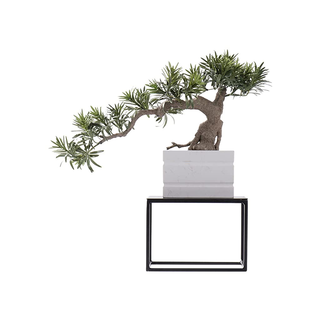 TOMYEUS Artificial Bonsai Tree - Realistic Fake Pine Plant in Marble Pot for Home & Office Decor - Perfect for Living Room, Desk, Shelf Display - Low Maintenance Tabletop Greenery for Indoor Spaces