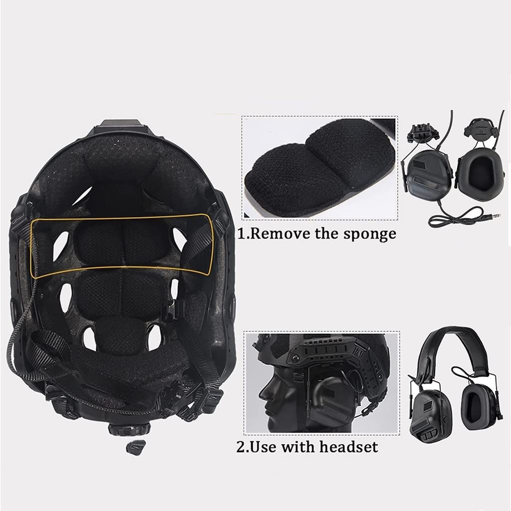 Tactical Airsoft Helmet & Mask Set with Noise Canceling Headset, Goggles, Battery Pocket & NVG Mount - Lightweight Fast Helmet for Outdoor Paintball, Hunting & Airsoft Games | Perfect for MilSim, CQB & Tactical Training