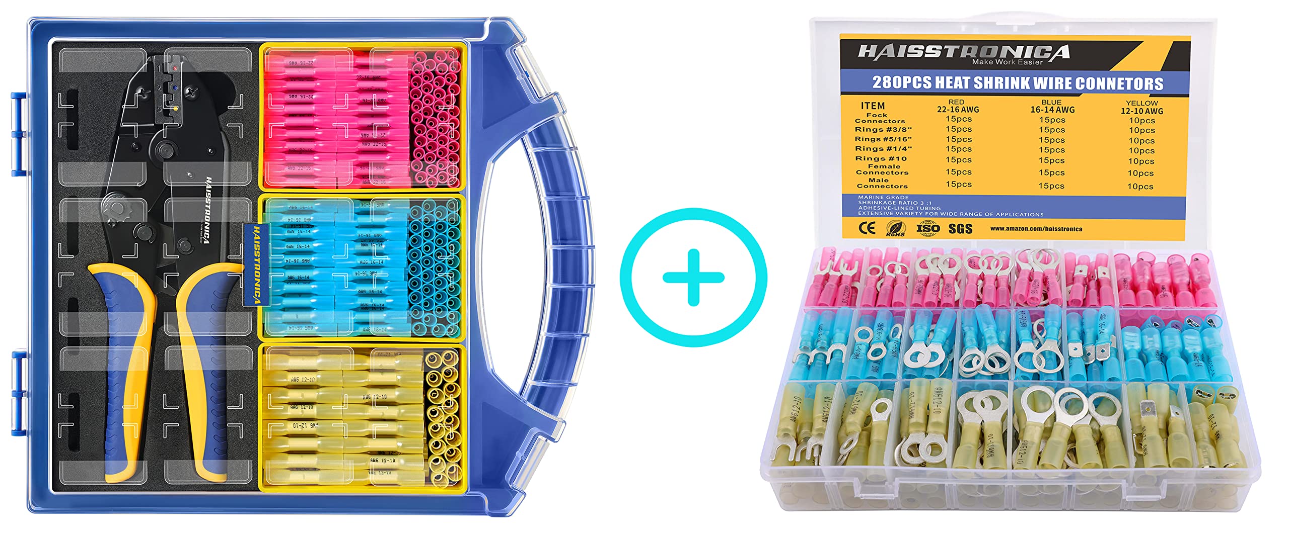 Haisstronica 330PCS Heat Shrink Butt Connectors Set + 280PCS Heat Shrink Wire Connectors Kit - Waterproof Electrical Wire Terminals for Automotive, Marine, and DIY Projects