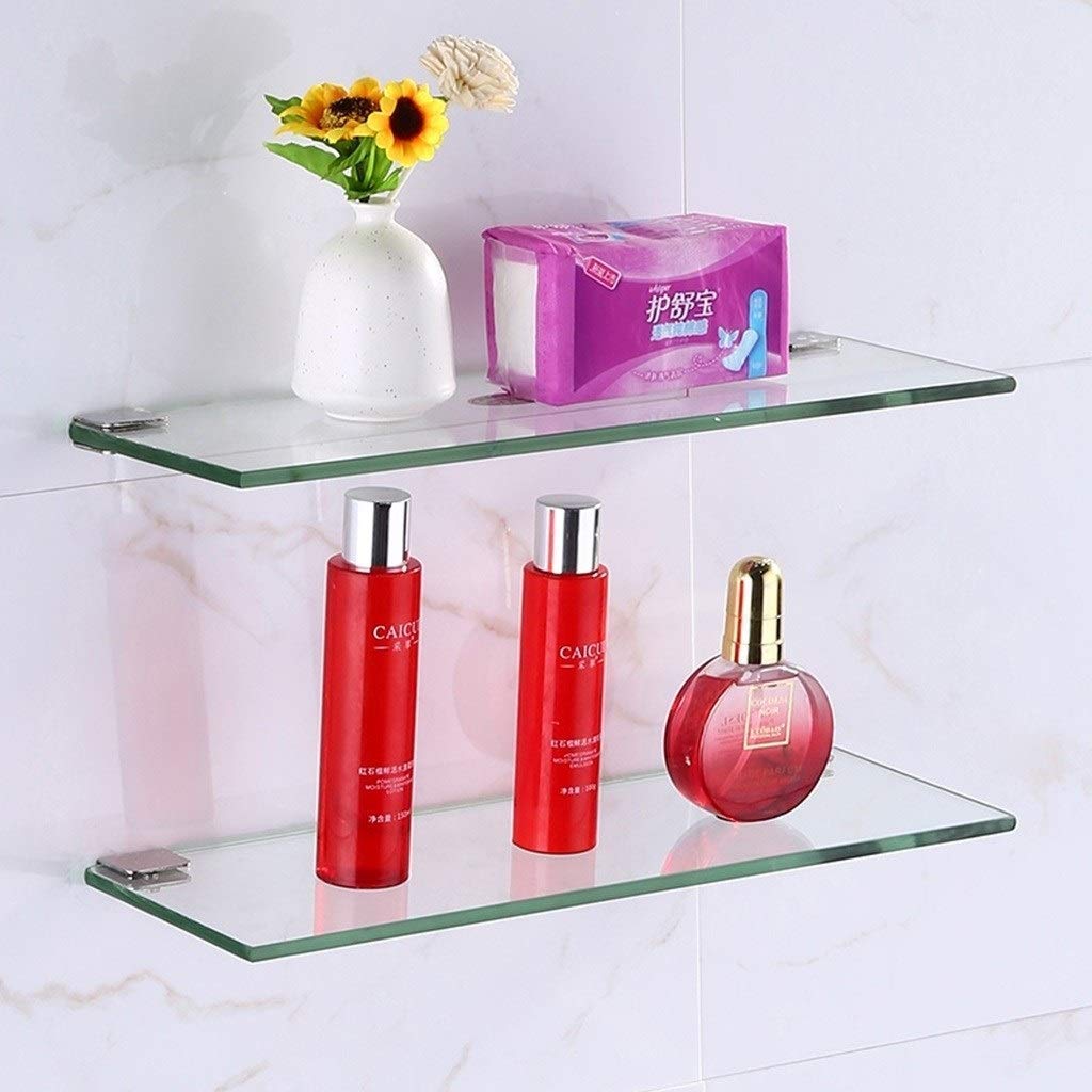 3-Tier Tempered Glass Bathroom Storage Stand - Wall Mounted Organizer for Cosmetics, Kitchenware & Bath Essentials (20cm) - Perfect for Small Spaces & Clutter-Free Bathrooms