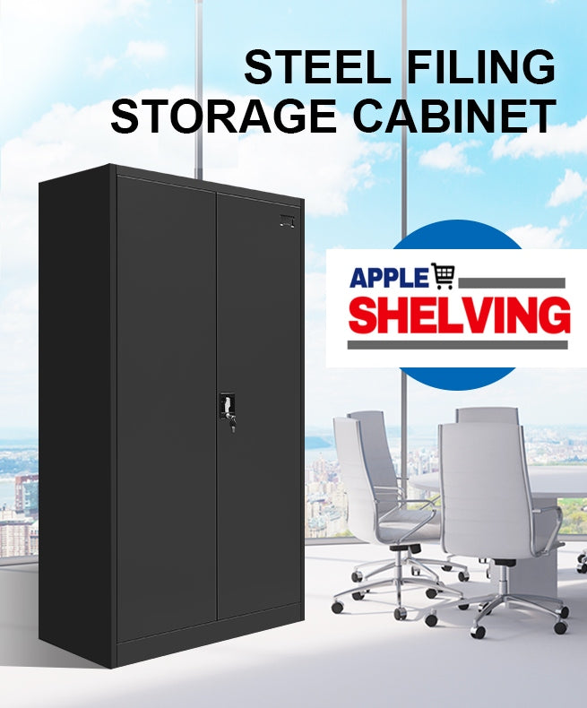 2-Door Lockable Steel Storage Cabinet - Secure Organizer for Home, Office, or Garage - Perfect for Storing Tools, Files, and Supplies