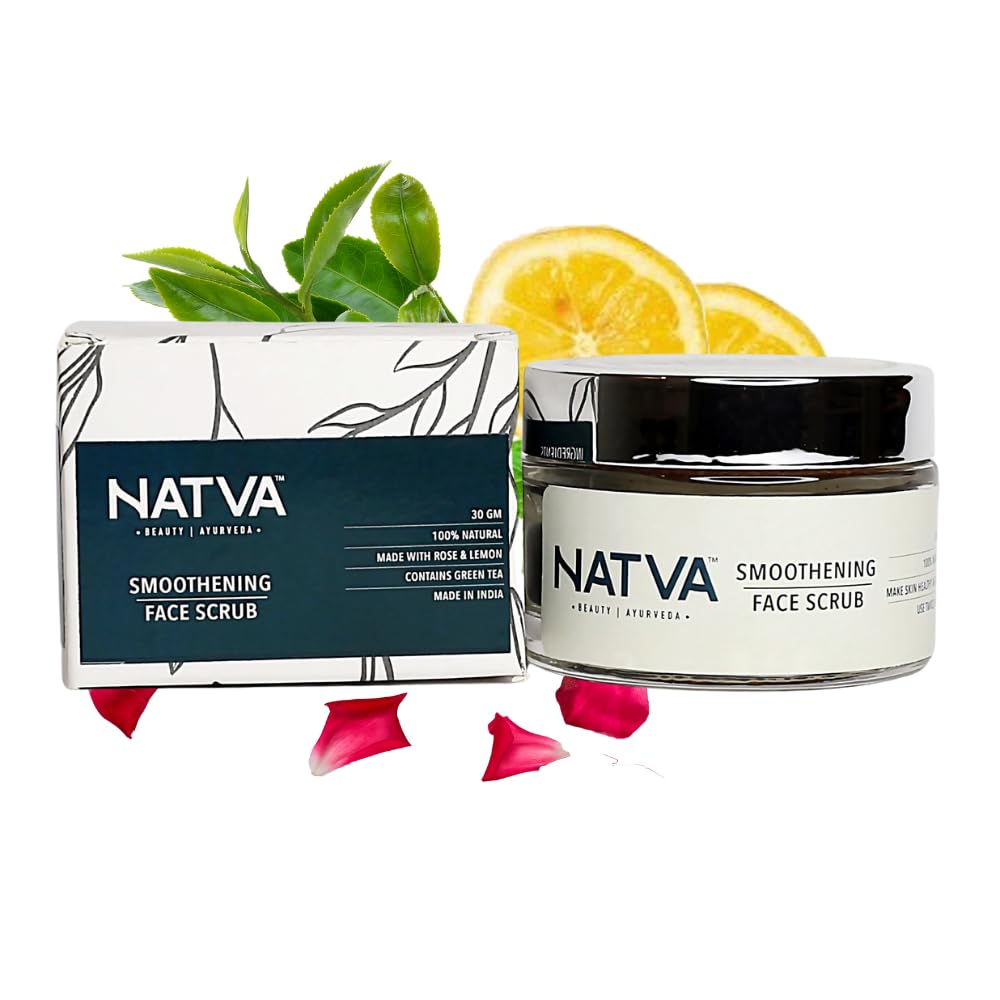 NATVA 100% Natural Face Scrub Powder with Green Tea, Beetroot & Lemon - 30g | Exfoliating Treatment for Tan Removal, Blackheads & Dead Skin Cells | Unisex Skincare for Men & Women | Perfect for Daily Facial Cleansing & Glowing Skin Routine