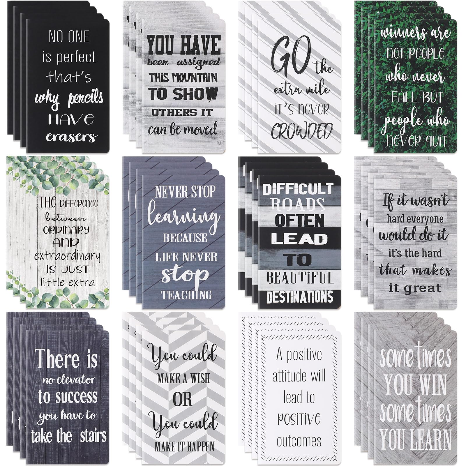 Inspirational Mini Notebook - 48pcs Pocket Journal for School, Office & Travel