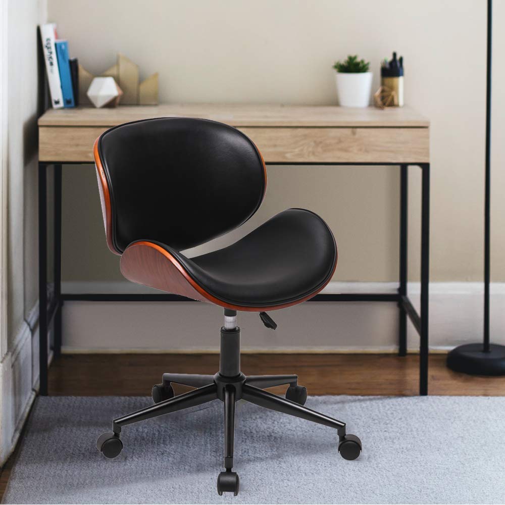 JOYBASE Ergonomic Home Office Desk Chair - Adjustable Height Bentwood & Leather Swivel Chair for Comfort - Perfect for Workspaces, Study Rooms & Home Offices (Brown)