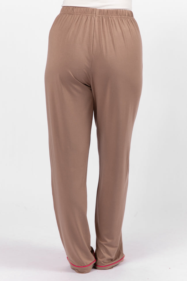 Cozy Brown Pajama Set for Women - Soft Sleepwear Lounge Set with Pockets - Perfect for Relaxing at Home, Travel & Sleepovers